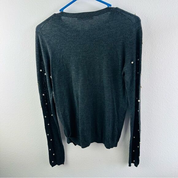Zara Knit Pearl Embellished Gray Sweater Size‎ S - Picture 3 of 3